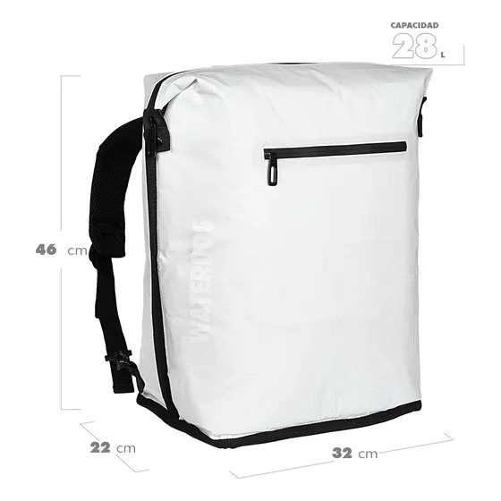 Mochila Conservadora Térmica Waterdog 28l Camping Isotérmica Color Blanco