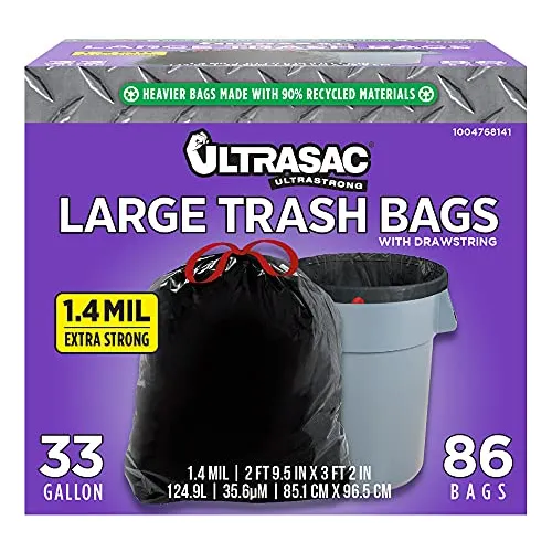 Bolsas De Basura Grandes Y Resistentes De Color Negro U...
