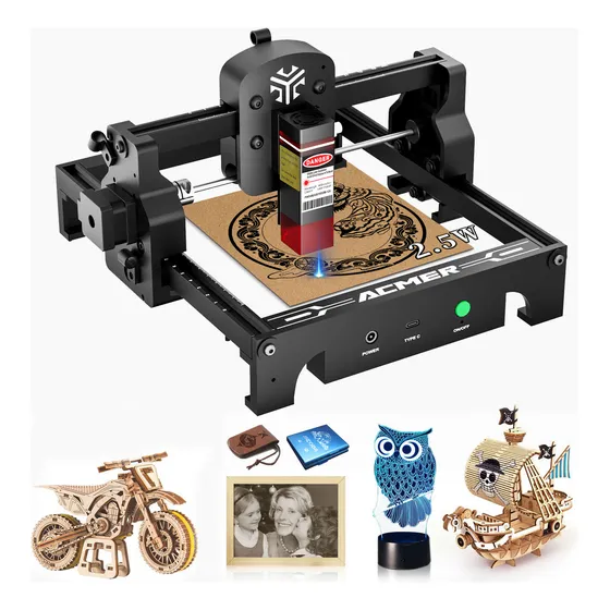 Acmer Máquina De Grabado Láser S1-2.5w Cnc Portátil Para Bricolaje, Madera, Metal, Acrílico, Cuero
