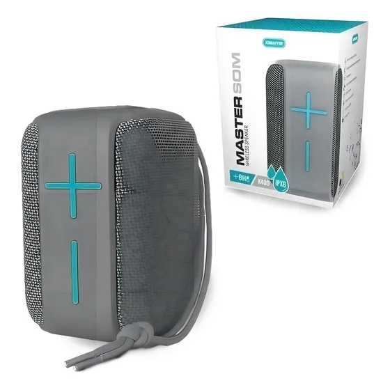 Caixa De Som Bluetooth Kimaster A Prova D'água K400 Cinza