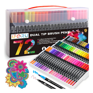 Marcadores Plumones Doble Punta Pincel Iforu 72 Colores Marcadores Plumones Doble Punta Pincel Iforu 72 Colores