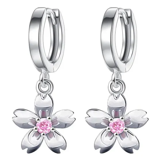 Aros Coreanos Tipo Flor Plata 925 Moda Mujer 