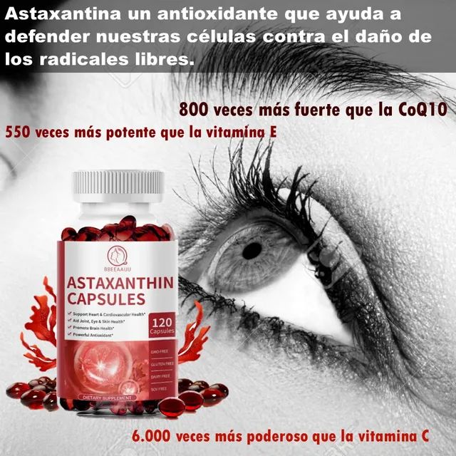 Astaxantina Antioxidante Natural De Algas Ojos Piel Articul