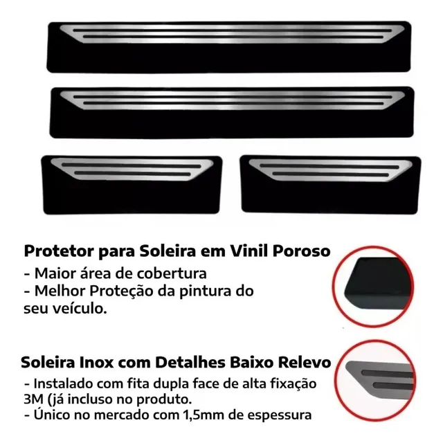 Kit Soleira Proteção Aço Inox Creta Action 1.6 16v Flex 2025