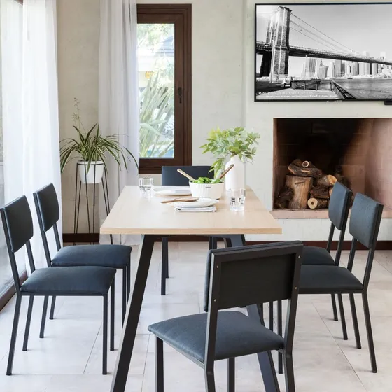 Silla Comedor Diario Living Jacqard Blanco Gris