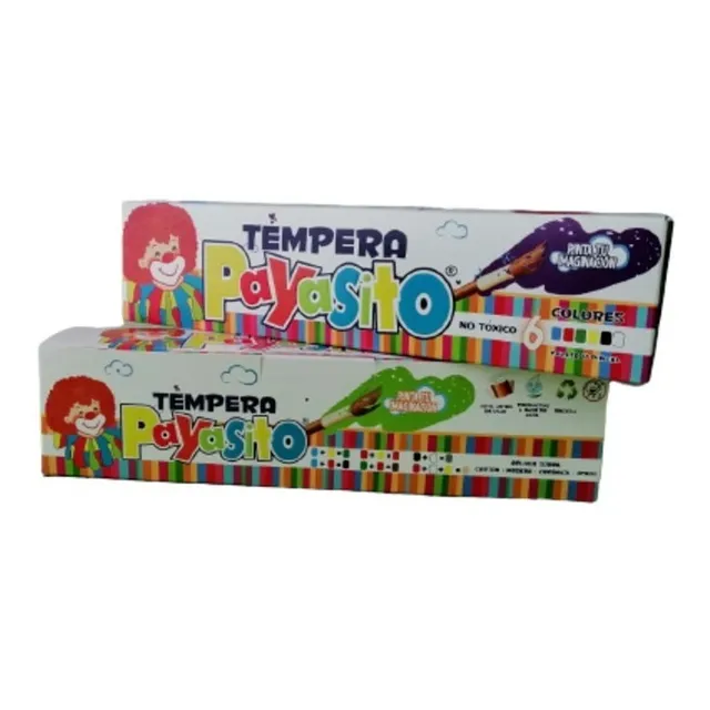 Temperas Payasito Con Paleta Y Pincel 6 Unidades