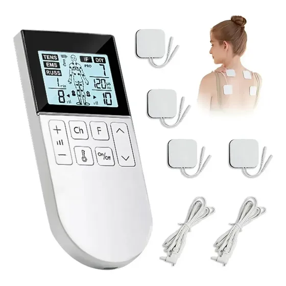 Eletroestimulador Massageador de Eletroterapia Tens Aparelho Fisioterapia Bivolt Branco