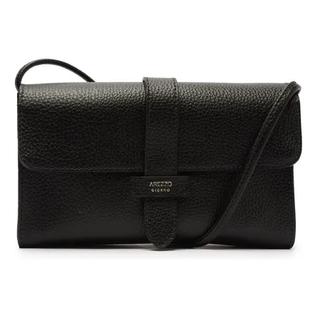 Bolsa Transversal Arezzo Pequena Com Alça Fina Coleção 2.023 Cor Big Floater Preto