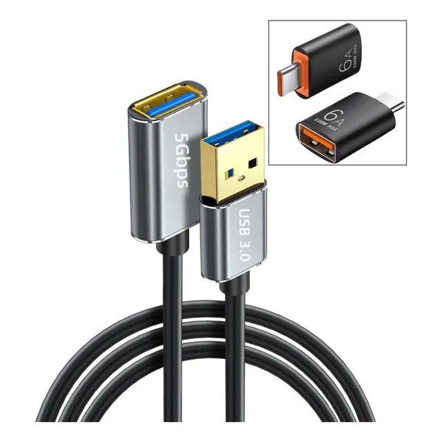 Cable Extensión Usb 3.0 Macho A Hembra 2 Metros Con Tipo-c