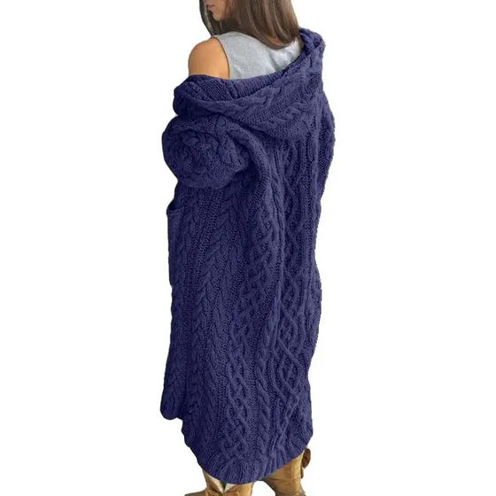 Cárdigan Casual Con Capucha Para Mujer