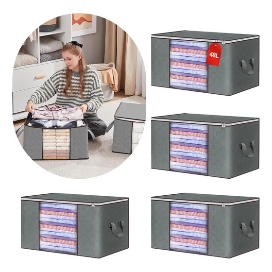 Kit 4 Sacos Organizador Edredom Roupas Multiuso Dobrável 48l