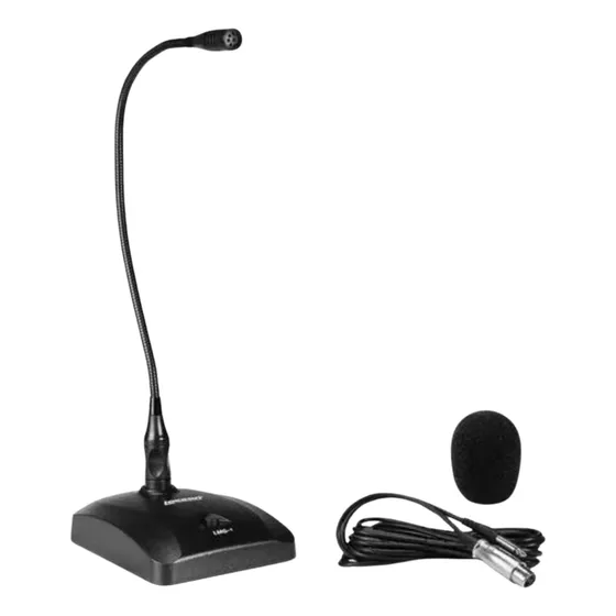 Microfone Lexsen Gooseneck De Mesa Bancada Preto Lmg-1