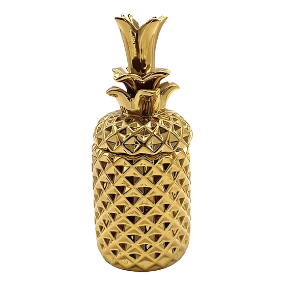 Hawai Anana Figura Deco Jarron Adorno Dorado 11x11x21cm Vv