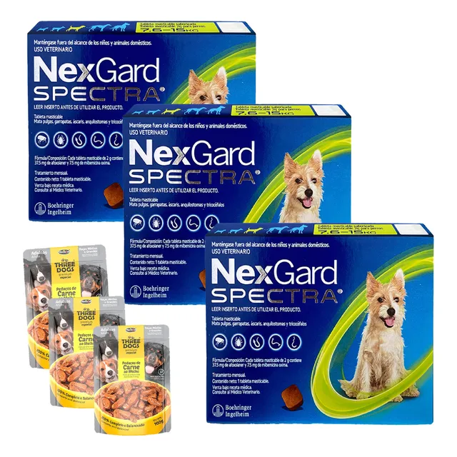 Nexgard Spectra 7,5-15 Kg Antiparasitario Interno Externo X3