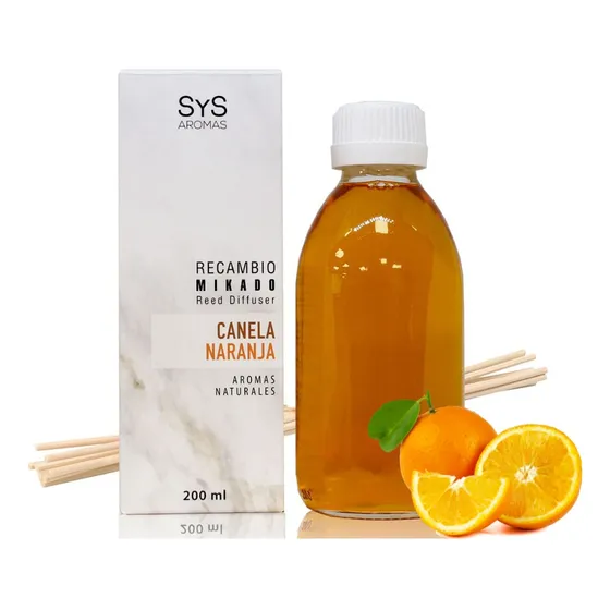 Difusor Mikado Canela Naranja 200 Ml+ Varillas Sys -recambio