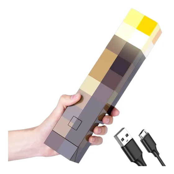Lámpara Antorcha Minecraft Brownstone Luz Nocturna Led Usb