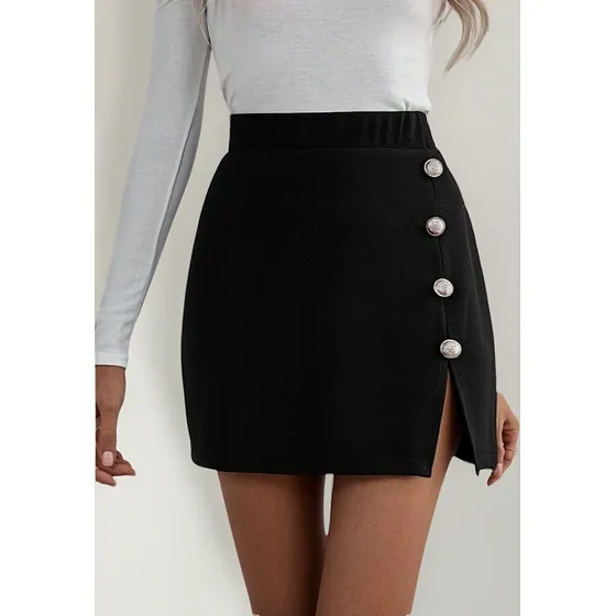 Falda Corta Con Botones, Ref-4010