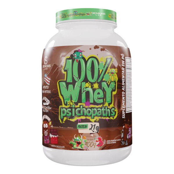 100% Whey Demons Lab Psichopaths 900g Pó Nutricional Sabor Chocolate 100% Whey Demons Lab Psichopaths 900g Pó Nutricional Sabor Chocolate