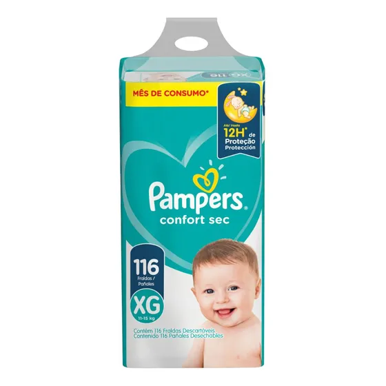 Fralda Descartável Infantil Pampers Confort Sec Xg 116 Unid