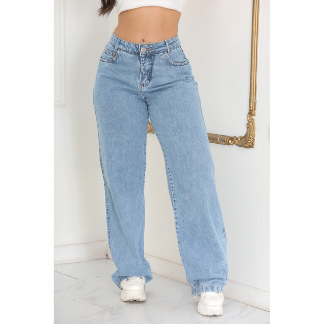Calça Jeans Feminina Wide Leg Pantalona Cintura Alta Inverno Calça Jeans Feminina Wide Leg Pantalona Cintura Alta Inverno