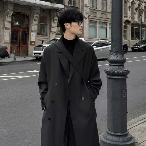 Casaco Comprido Masculino De Estilo Britânico, Trespassado D