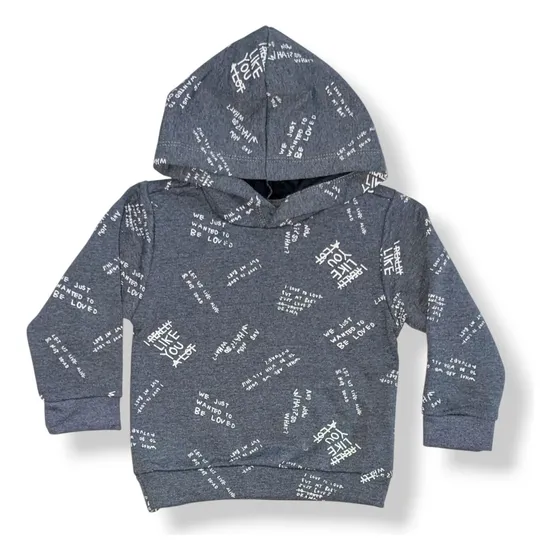 Buzo Bebe Frisa Con Capucha Estampado Escritos Guimel Kids