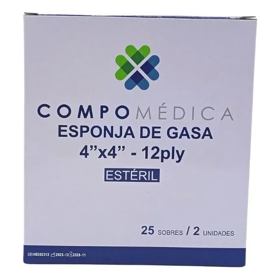 Compresa De Gasa Estéril 4 X 4  - Caja X 25 Sobres X 2 Unds