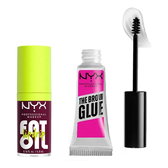 Kit Brillo Labial Fat Oil + Gel De Cejas The Brow Glue Nyx
