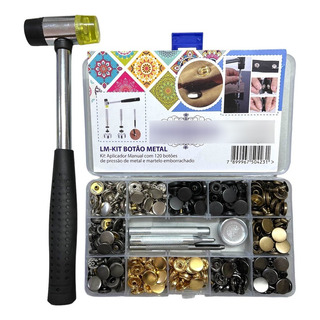 Kit Aplicador Manual Estojo 120 Botões Pressão Metal 4 Cores Kit Aplicador Manual Estojo 120 Botões Pressão Metal 4 Cores