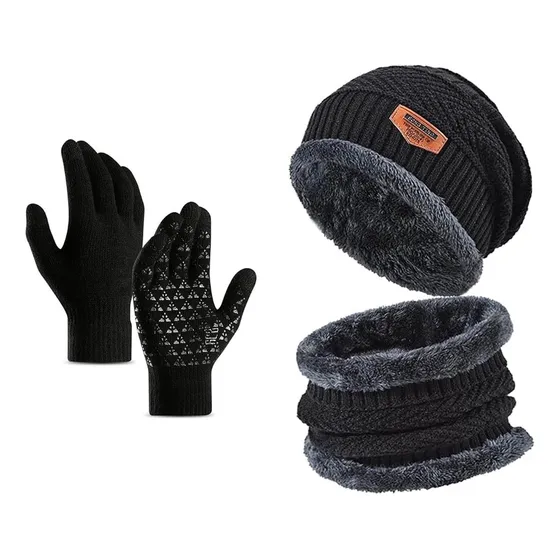 Kit Set Invierno Gorro Bufanda Cuello Guantes Abrigo Unisex®