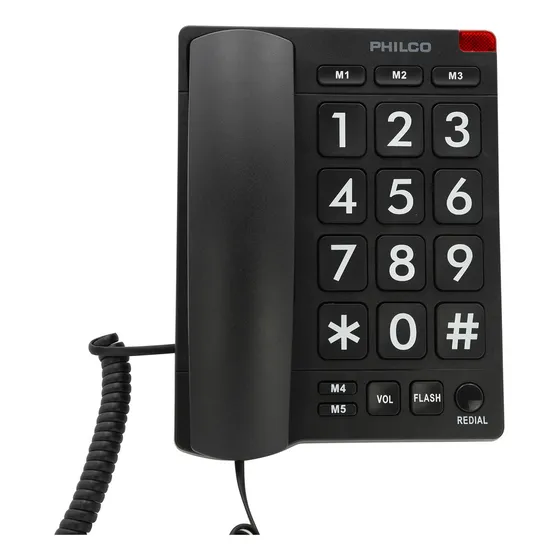 Teléfono Fijo Números Grandes Philco Negro 170bk 23prt170bk