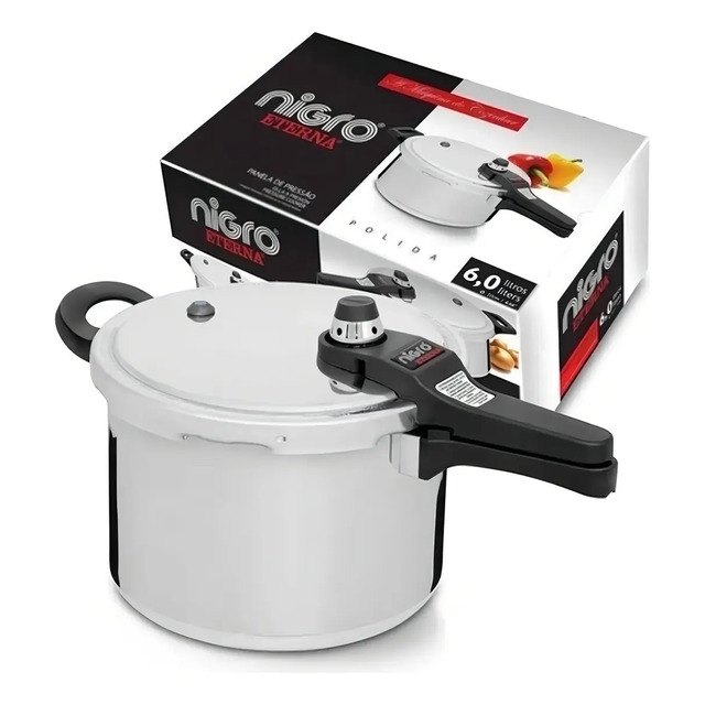 Panela De Pressão Nigro Eterna Polida 097103 6l Prateado 1 Unidade