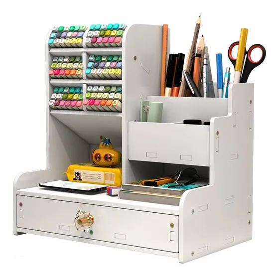 Organizador Para Escritorio De Mesa Con Divisorias Y Gaveta
