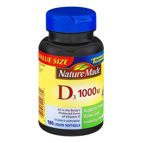Suplemento De Vitamina D Nature Made D3 1000 Iu 180 Cápsulas