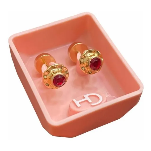 Abridores  Bebe Perno Oro Mod. 360 Ch Piedra Roja Belgrano