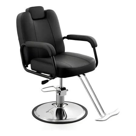 Sillón De Peluquería Hidráulico Zemokly Reclinable Y Ajustable, Para Salón Y Barbería Negro Redonda