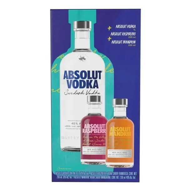 Kit Vodka 1 L + 2 Sabores 200 Ml C/u (mandrin Y Raspberri)