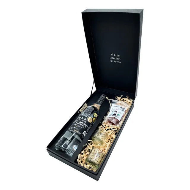 Estuche Especial - Mezcal Descartes 750 Ml, Vasos Y Gomitas