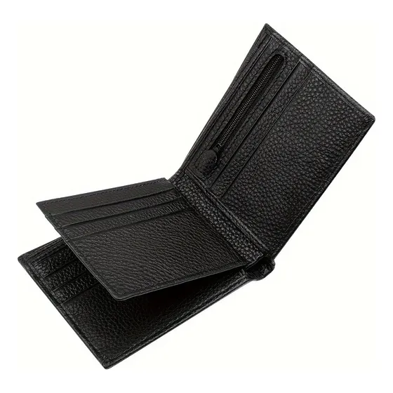 1pc Billetera De Cuero Simple For Hombres, Titular De