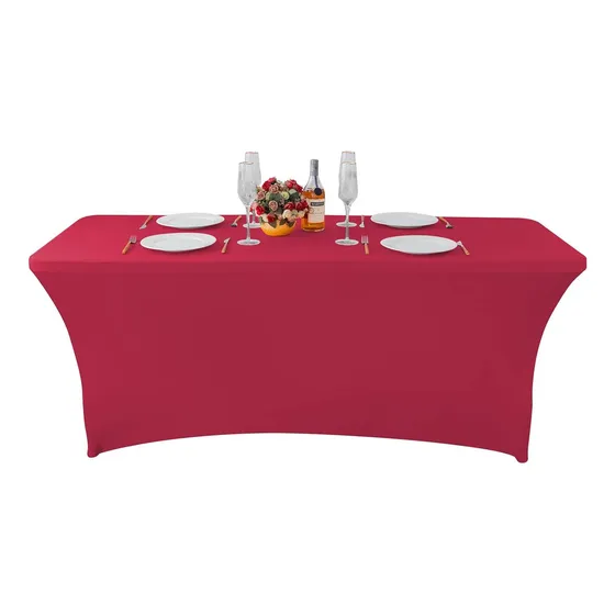 Funda De Mantel Tela Spandex Mesa 183x76x76 Cm Evento 6 Ft Color Rojo Liso