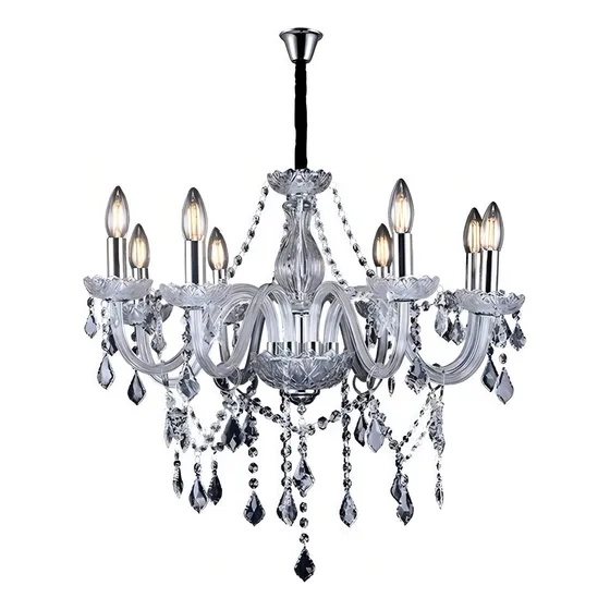 Lustre Taschibra Glam Maria Tereza 8 Braços E14 Cristais K9 Cor Cristal 127/220V