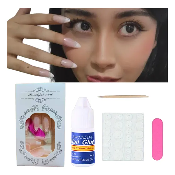 Postizas Uñas Reutilizables Decoradas Largas Aesthetic Pres 