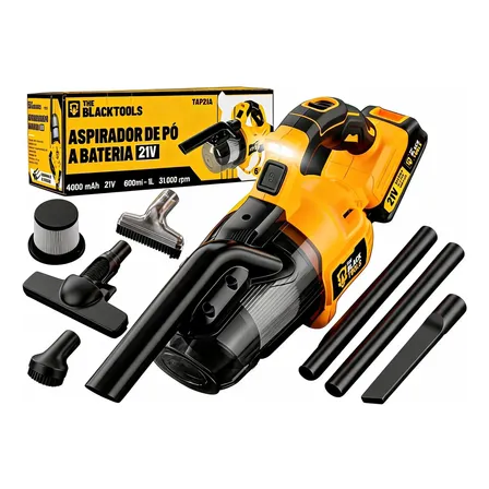 Aspirador De Pó Portátil 5 Em 1 Com 6 Acessórios Bateria 21v Amarelo 127/220v Amarelo 127/220v