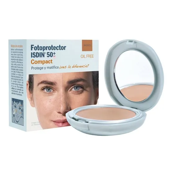 Fotoprotector Isdin Compacto Cremoso Oil Free Spf 50 Protector Solar Matificante Pieles Grasas TONOS BRONCE / DORADO