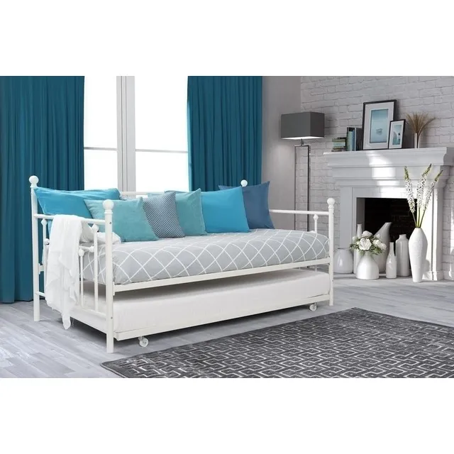 Elegante Cama Doble Dhp Trundle Matrimonial Sobre Individual
