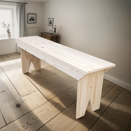 Banco Largo 1,30m (fijo) / Madera De Pino - Muebles Mega