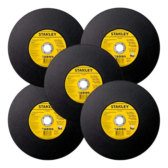 Kit 5 Disco Corte Stanley 12 Polegadas Policorte Furo 25mm