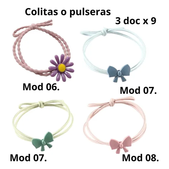 Colitas Moneras Ligas Cabello Pulseras Niñas Dama 3 Docena