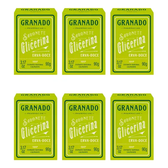 Sabonete Granado 90g Glicerina Erva Doce-kit C/6un