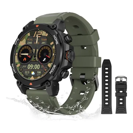 Smartwatch Aurafit G6 Tático Com Gps E Amoled 1.43 Preto Preto Esportivo Preto Verde Exército